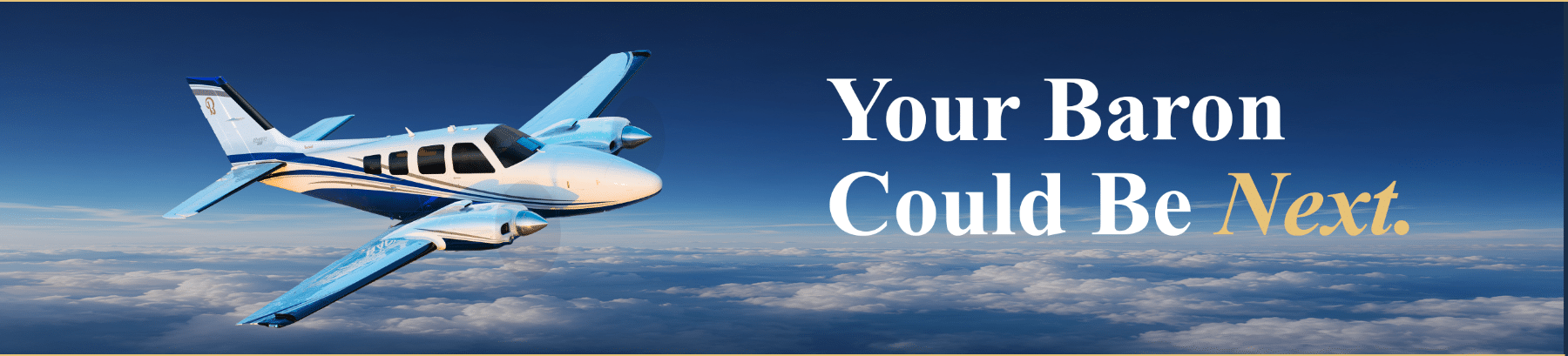 Beechcraft Baron flying above the clouds