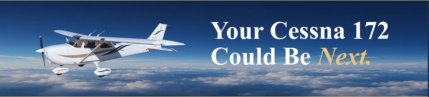 Cessna 172 flying above the clouds